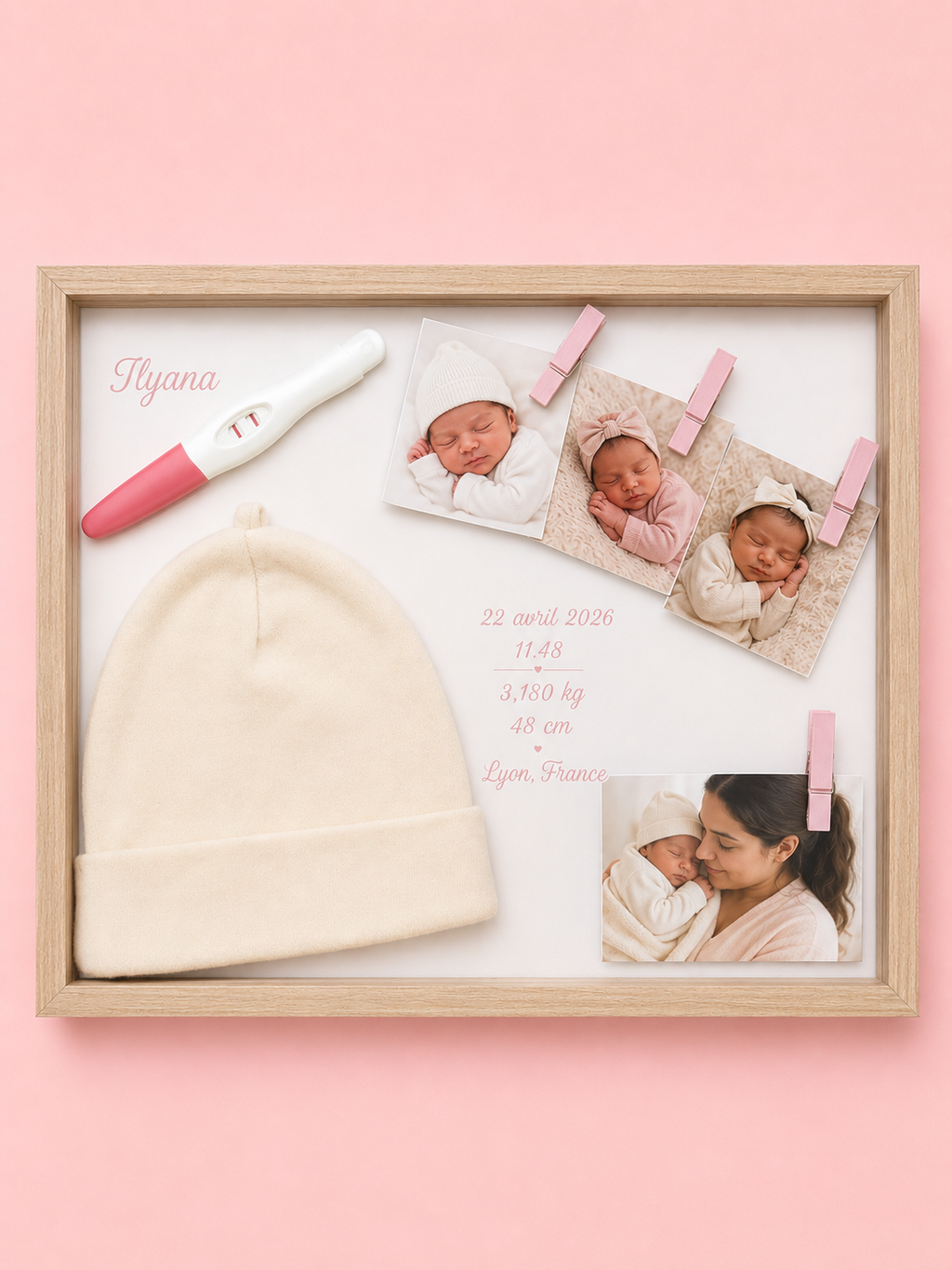Cadre naissance personnalisé – Souvenirs de bébé