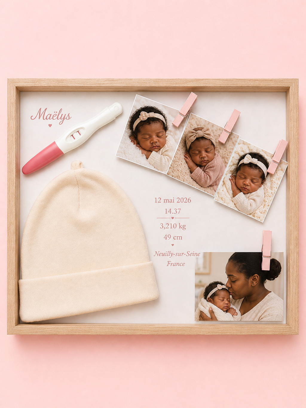 Cadre naissance personnalisé – Souvenirs de bébé