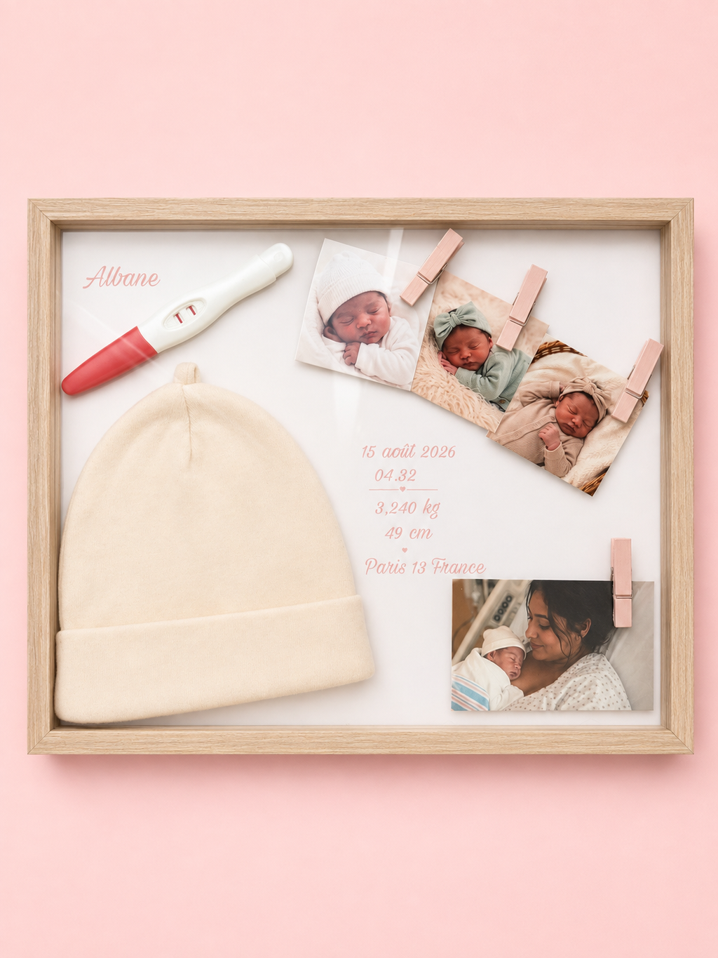 Cadre naissance personnalisé – Souvenirs de bébé